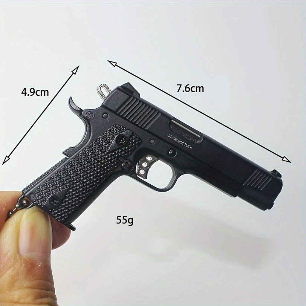 Gerçekçi Sökülebilir ve Kurulabilir Gri Metal Colt Anahtarlık