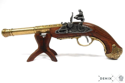 Denix Dekoratif Left Handed Brass Indian Flintlock Replika Tabanca