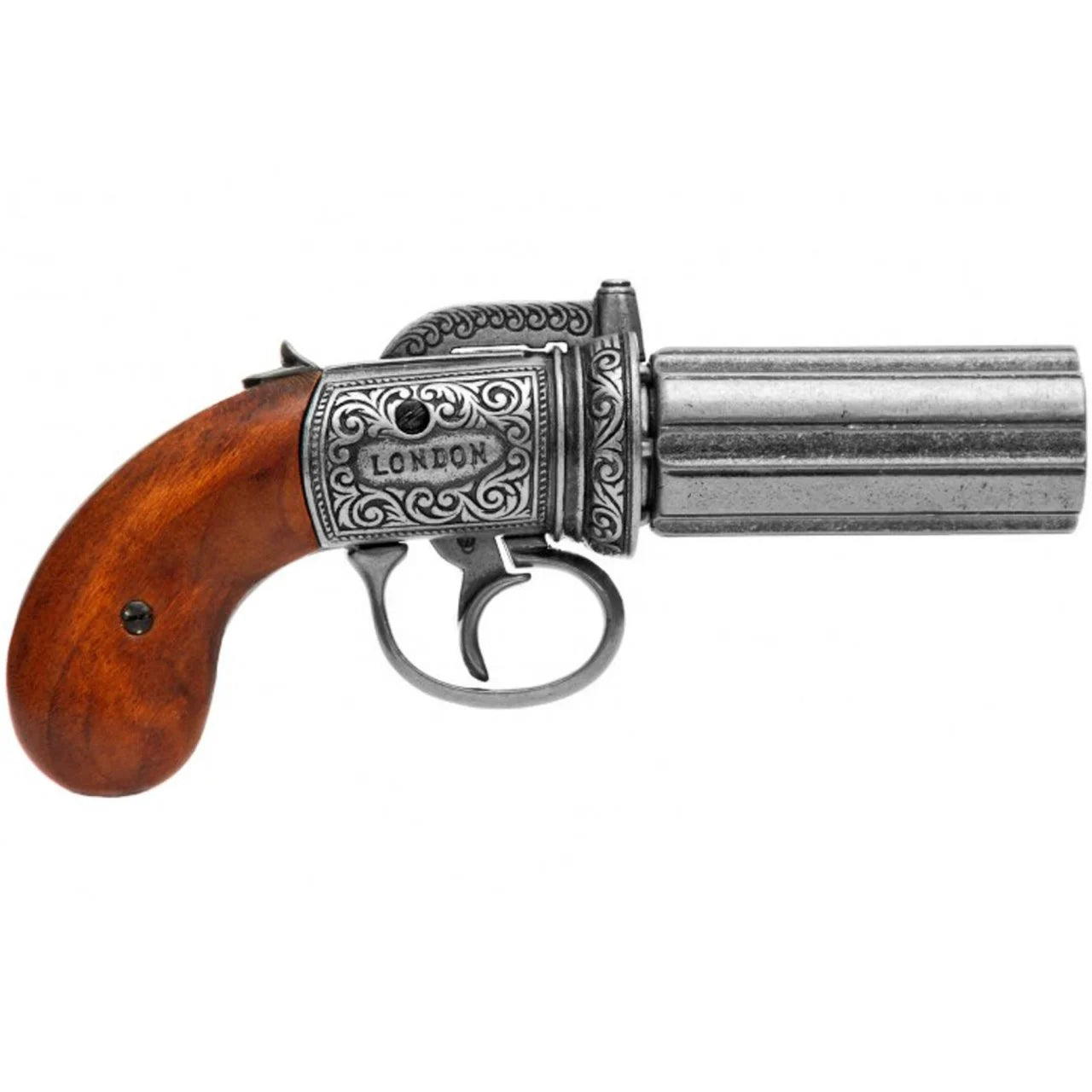 Denix Dekoratif 6 Barrels Pepper -Box Revolver Replika Tabanca