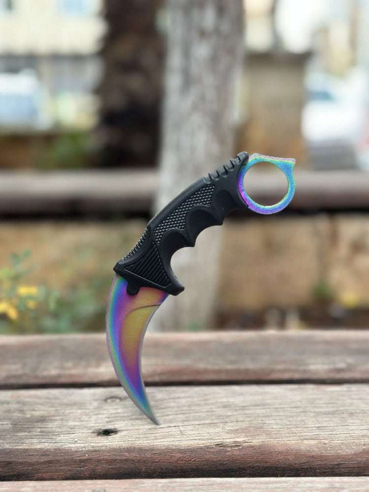 Orjinal Sert Kılıflı Gökkuşağı Karambit Çakı 8777