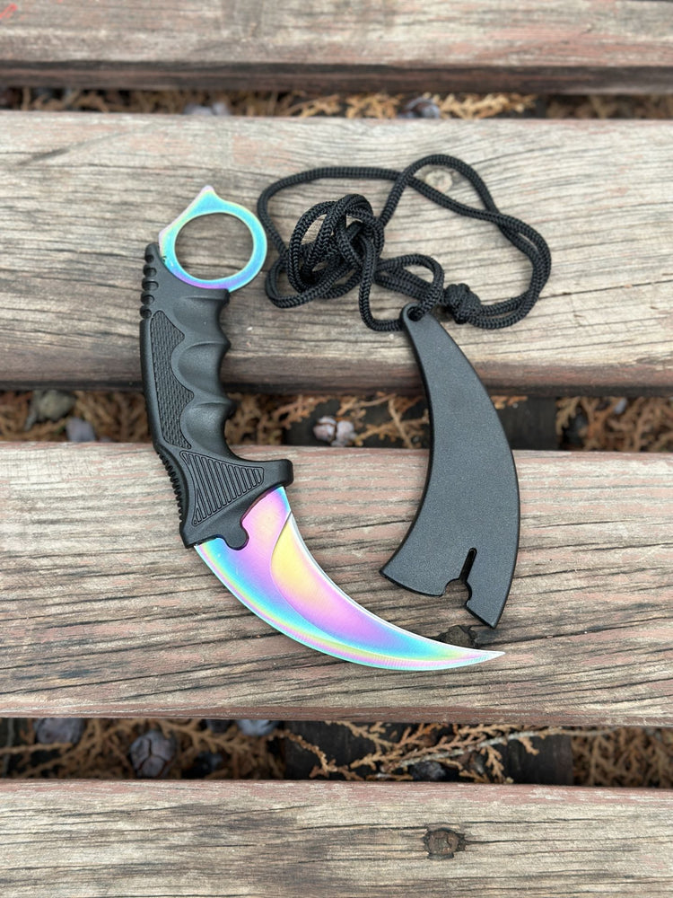 Orjinal Sert Kılıflı Gökkuşağı Karambit Çakı 8777