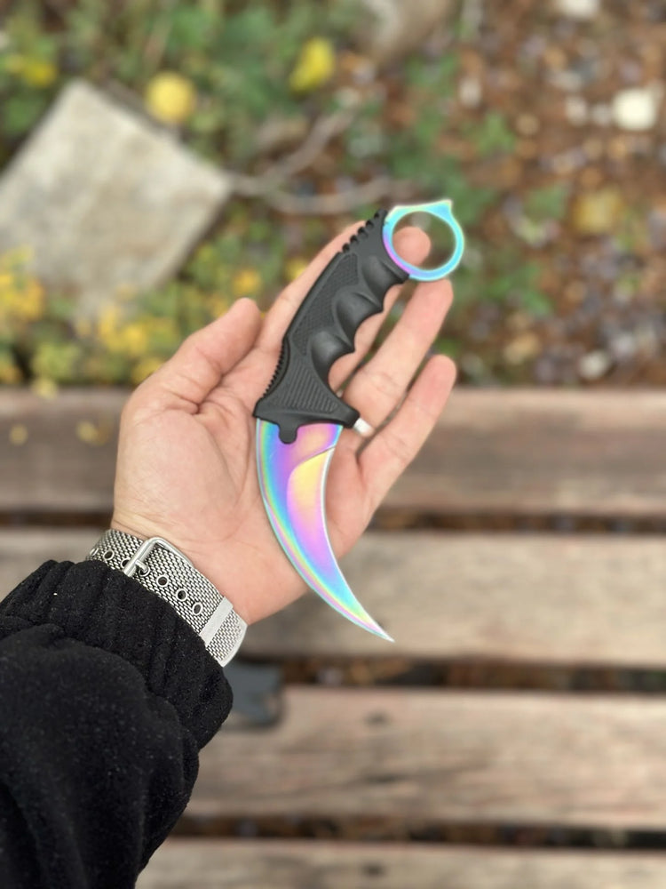 Orjinal Sert Kılıflı Gökkuşağı Karambit Çakı 8777