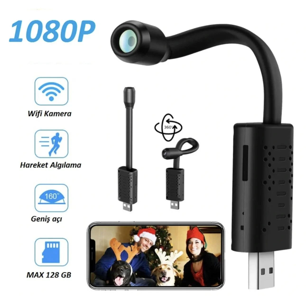 Wifi Cam USB Girişli Gizli Kamera USBV 380