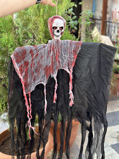 Halloween İskelet Korkuluk Işıklı Sesli Lüks 70 Cm