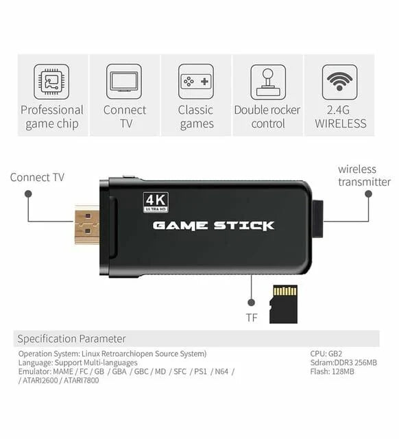 Romix Game Stick Retro Atari 4K Ultra HD 32GB Oyun Konsolu