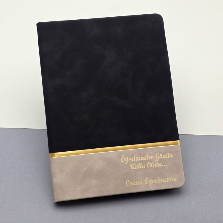 Öğretmenler Günü Kutlu Olsun Yazılı Deri Defter Siyah