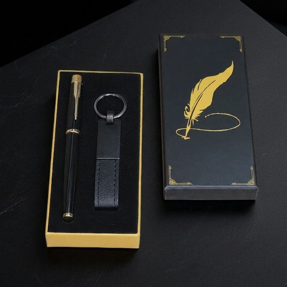 Altın Kalem ve Metal Anahtarlık 2'li Set