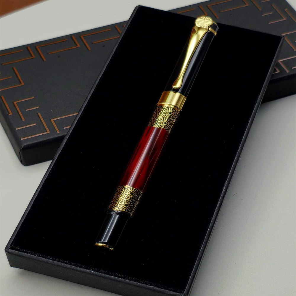 Bordo Yeni Model Desenli Metal Roller Kalem