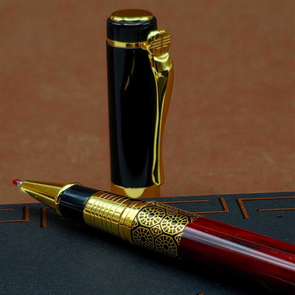 Bordo Yeni Model Desenli Metal Roller Kalem