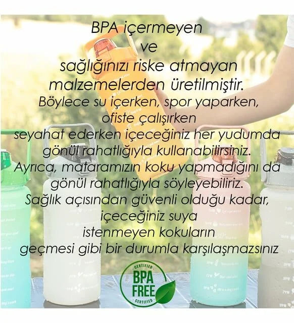 Günlük Motivasyon Su Matarası 2 Litre